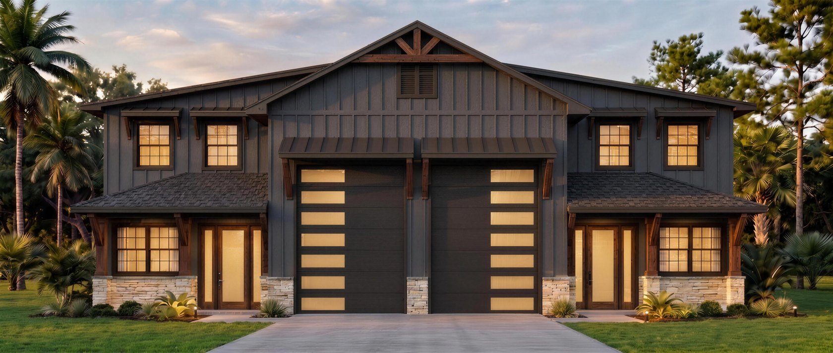 Modern farmhouse custom home, drafted by Blue Line Drafting