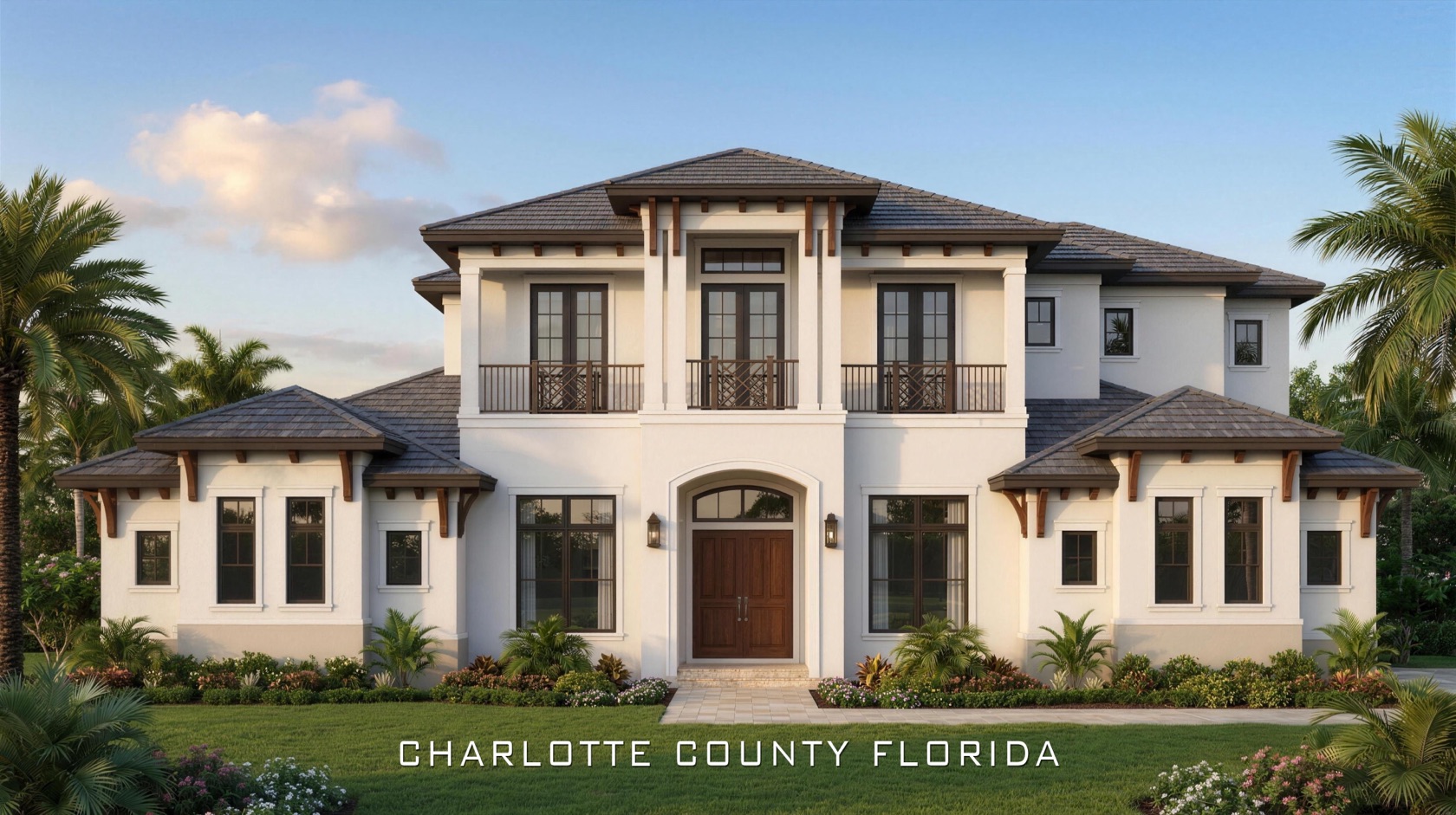 Two story custom home elevation drafted by Blue Line Drafting